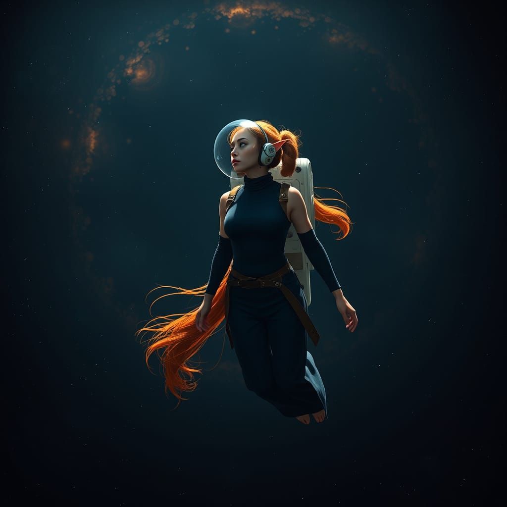 Serene Space Elf Druid in Astronaut Attire