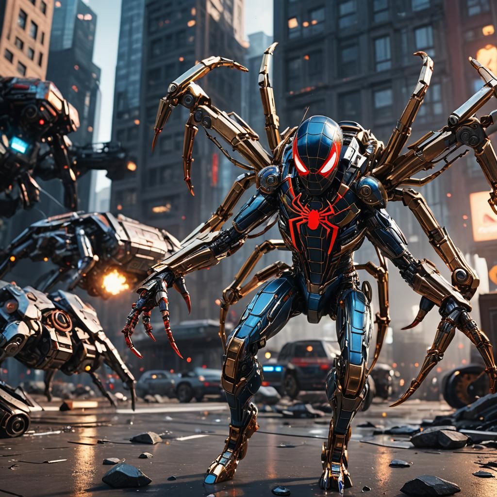 Futuristic Spider-Man with Intricate Mech Details