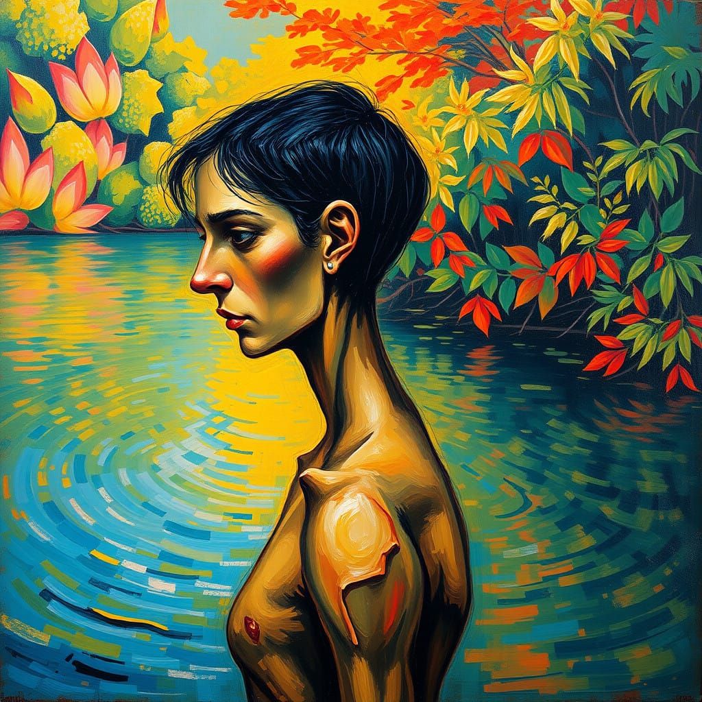 Ethereal Landscape of Introspection in Expressive Brushstrok...