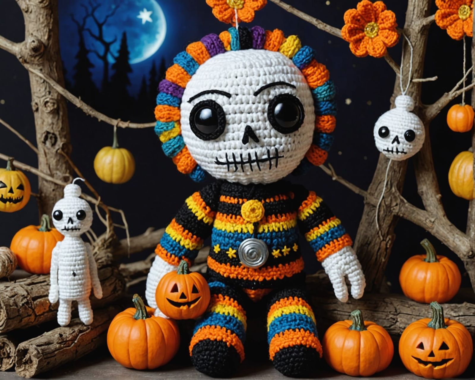 Klimt Crochet Halloween Voodoo Doll in Forest