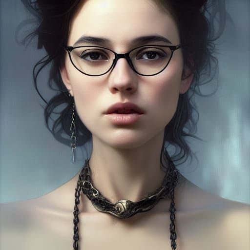 Girl with Chains Smoking: Hyperdetailed Portrait
