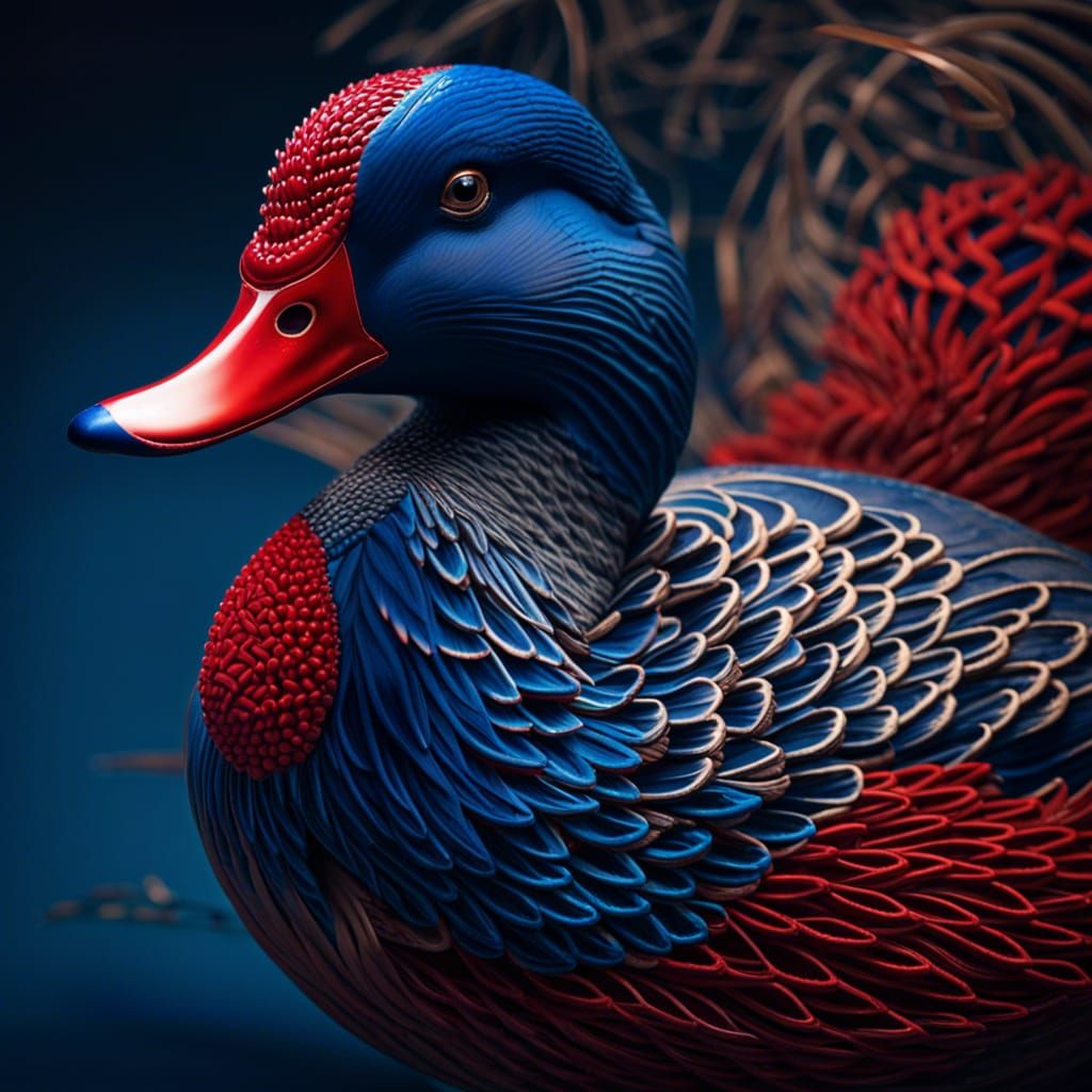 Duck with Red Hat and Blue Sneakers Cartoon