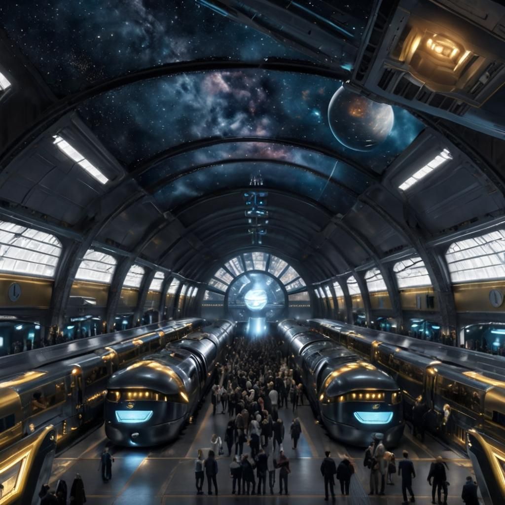 Retro-Futuristic Space Train at Grand Central Station