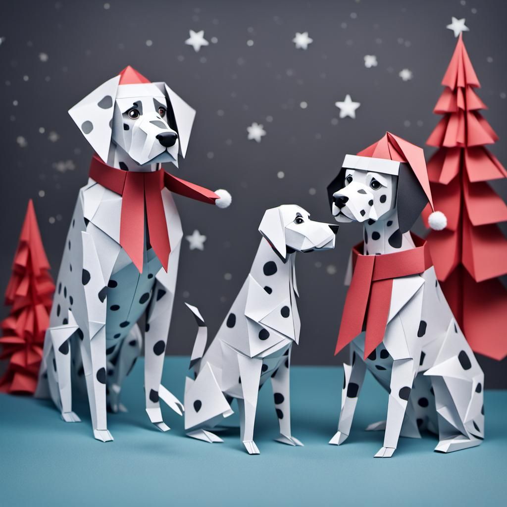 Space Santa with Dalmatian Papercraft