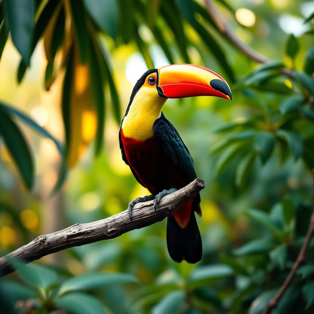 Vibrant Toucan in Cinematic Film Still