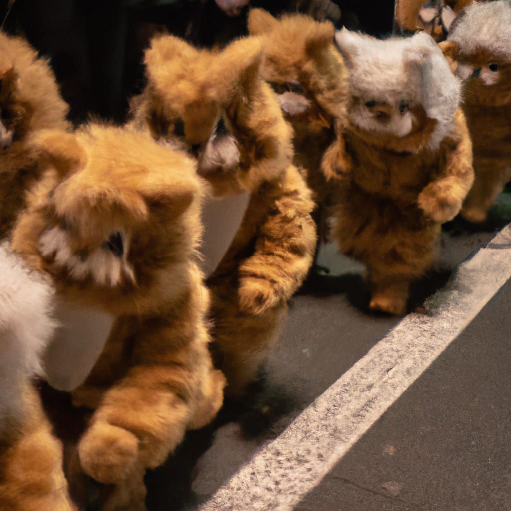 Furry Creatures Parade in Shibuya at Night