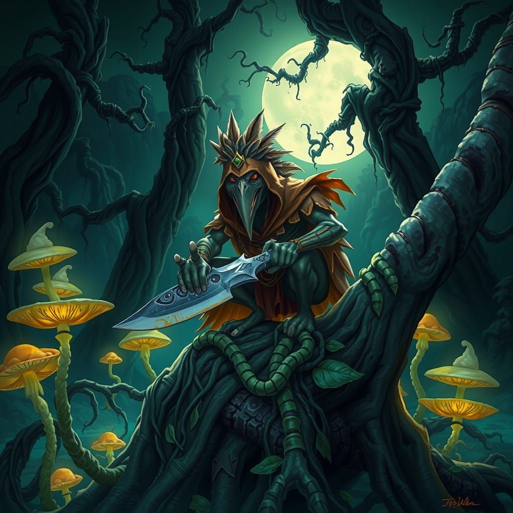 Mystical Jungle Assassin in Ethereal Moonlight