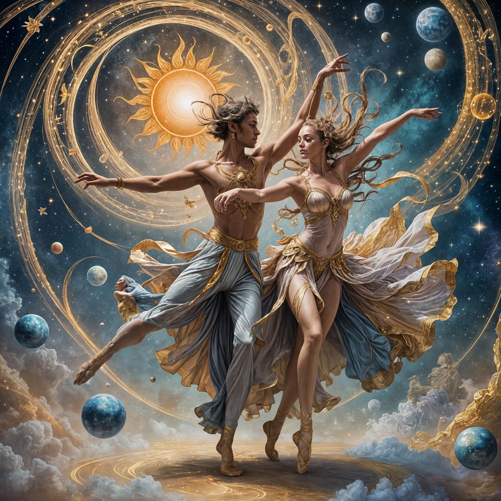 Cosmic Dance: Celestial Ballet of Sun, Moon, Planets