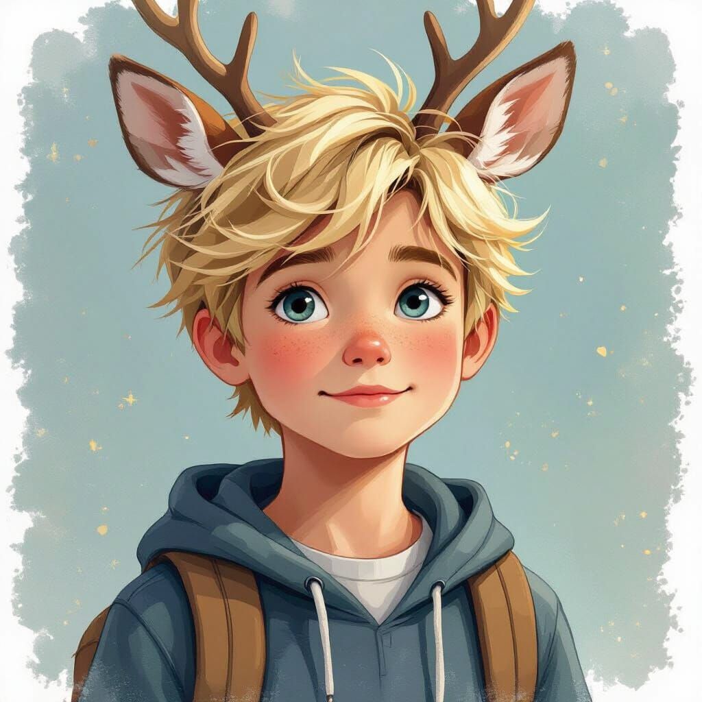 Deer-Boy in Middle School: Watercolor Dreamscape