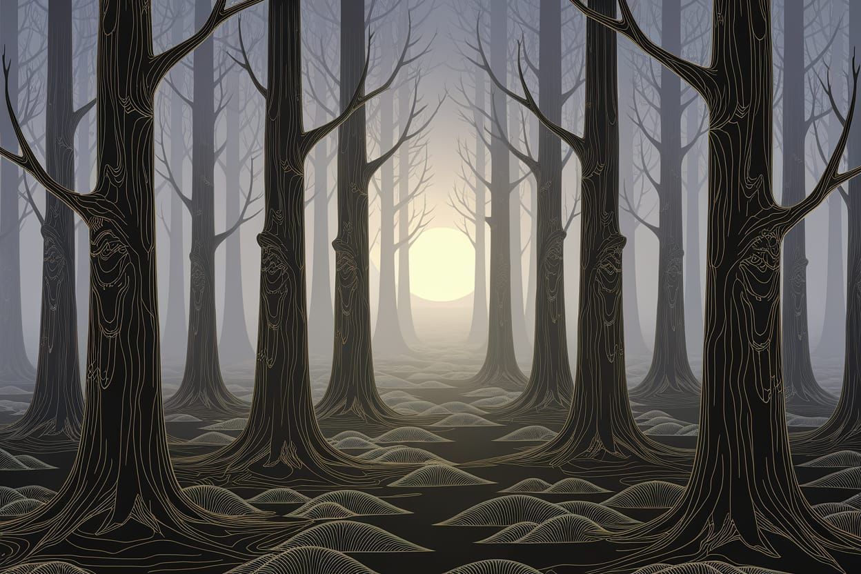 Foggy Negative Space Forest