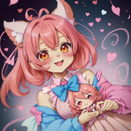 Chibi Bats Celebrate San Valentin in Whimsical Pastel Settin...