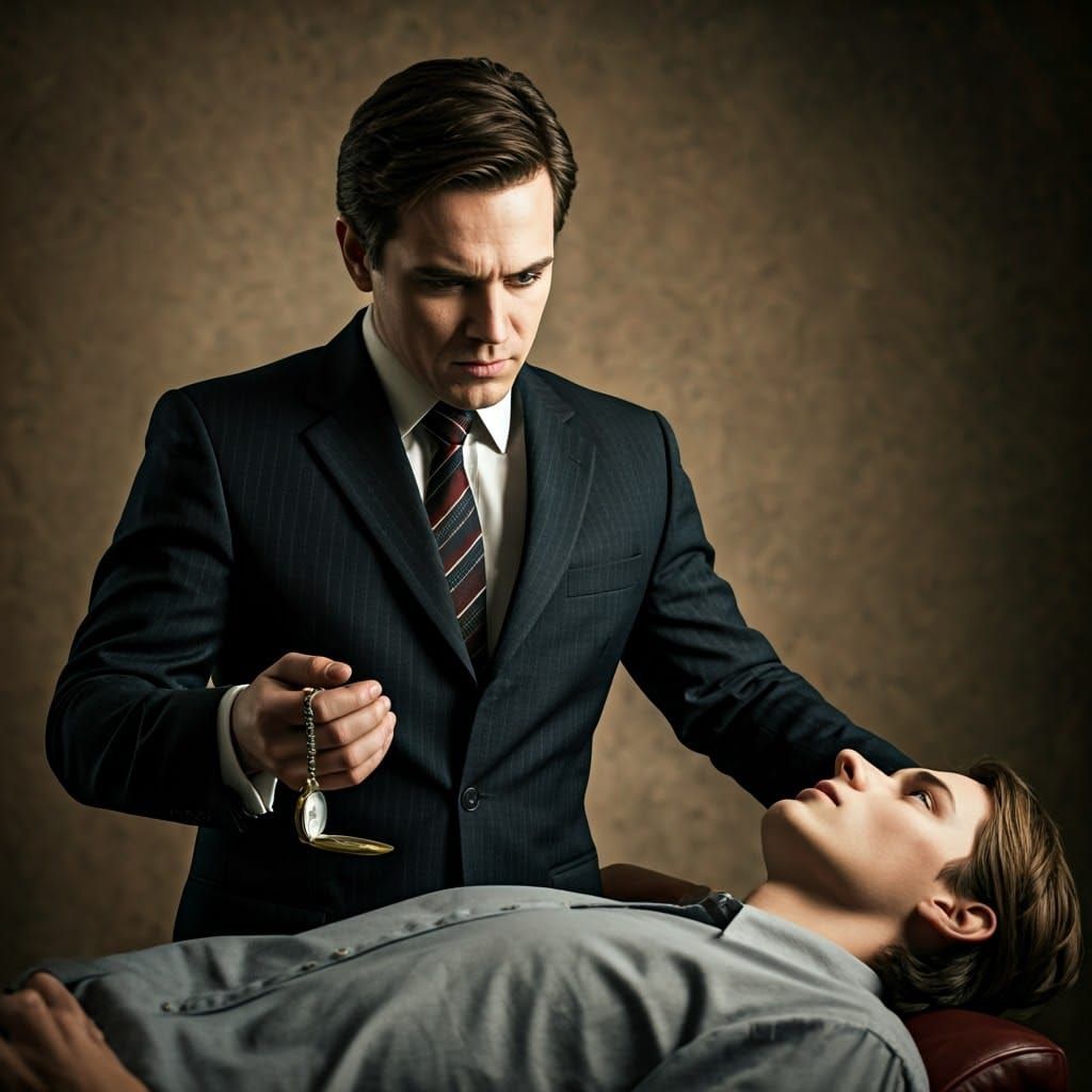 Hypnotic Trance in a 1970s Psychological Thriller Style