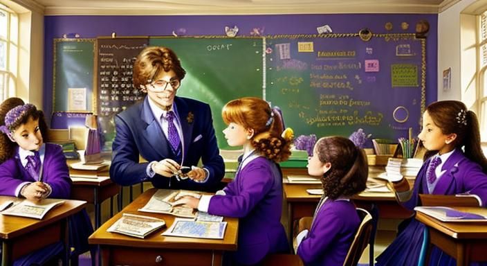 Lavender Classroom in Kinkade Style with Mouse