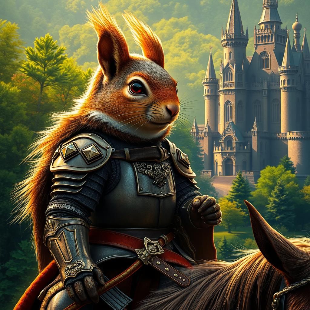 Squirrel Knight on Horseback in Renaissance Style