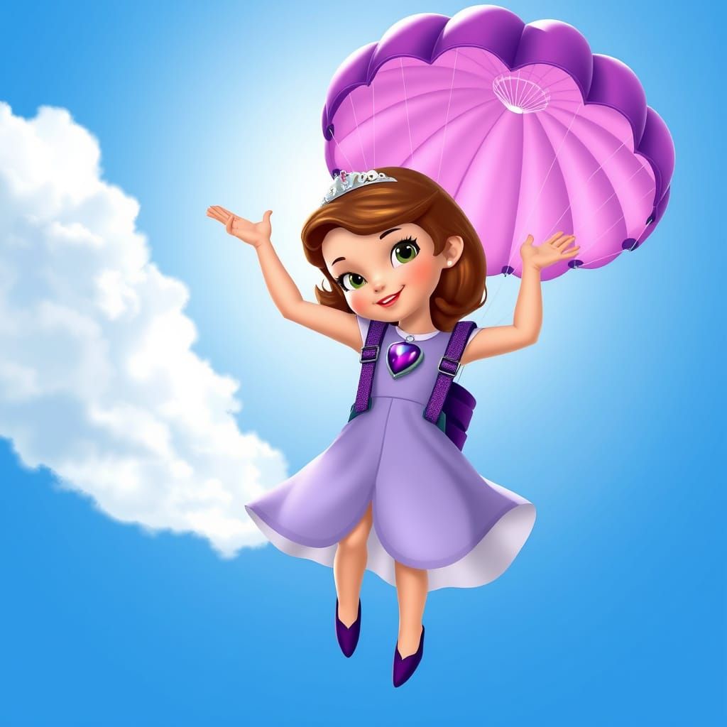 Princess Sofia Soaring with Purple Parachute
