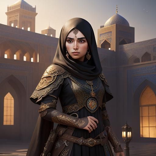 Woman with Brown Eyes Flying in Chador