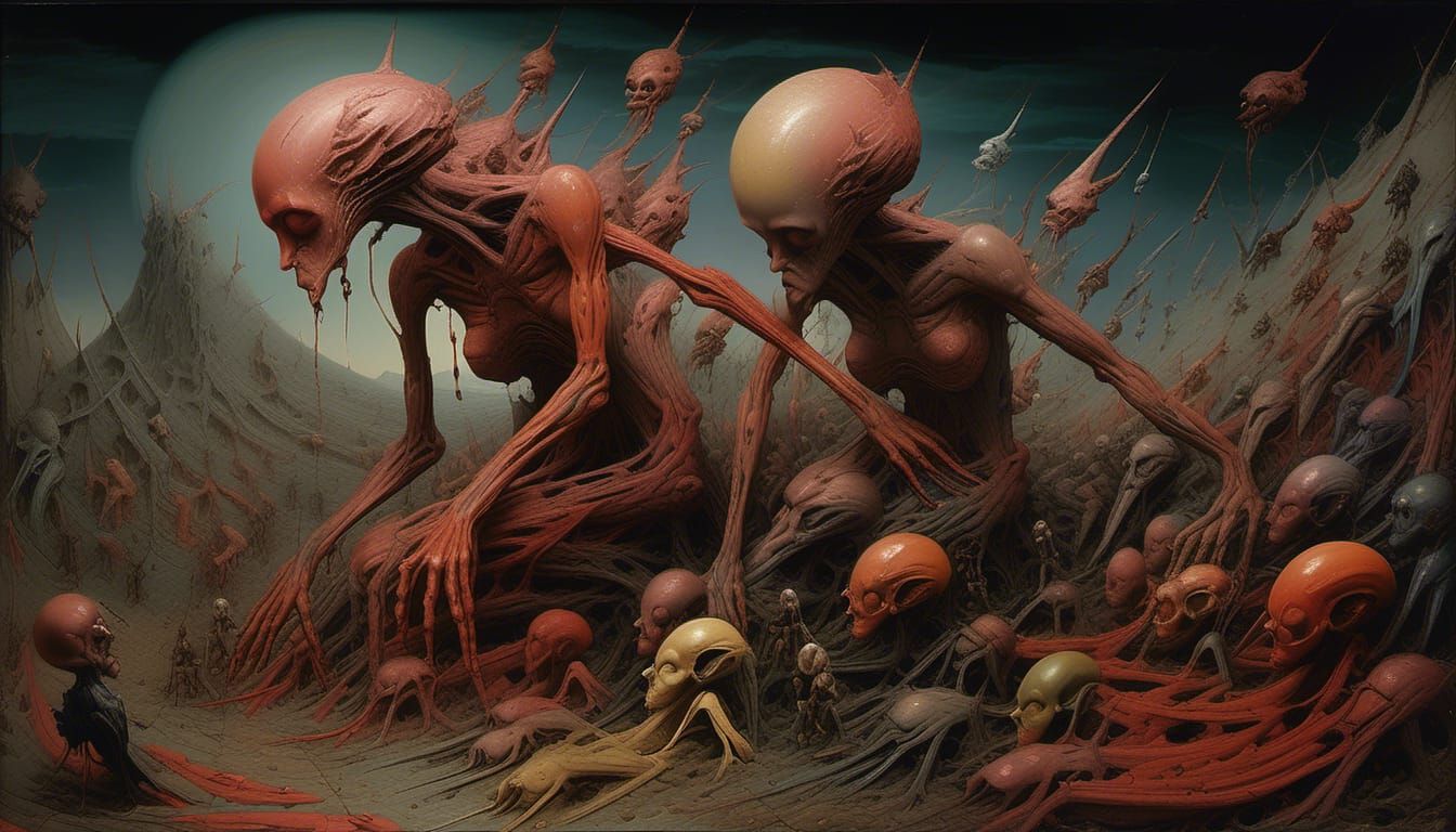 Abstract Alien Portrait in Bizarre Landscape