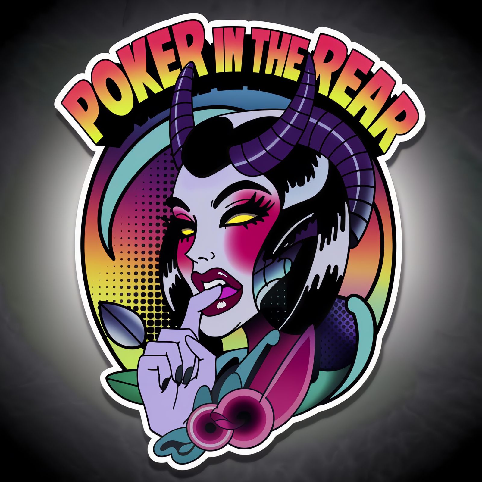 Demoness Pop Art Tattoo With Retro Typography