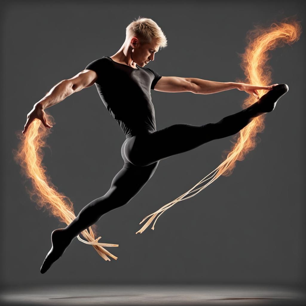 Magical Fire Ballet Dance on Black Background