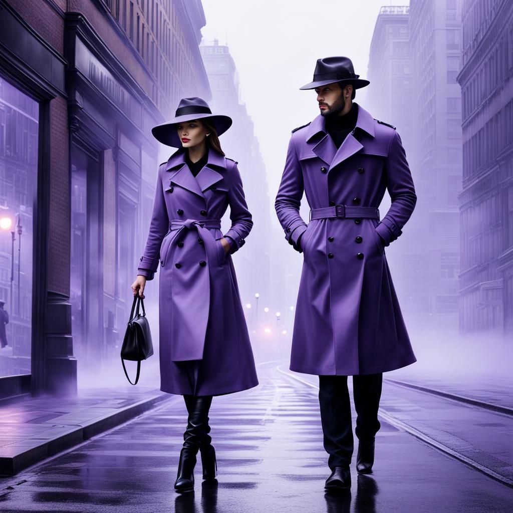 Monochromatic Lavender Scene of City Encounter