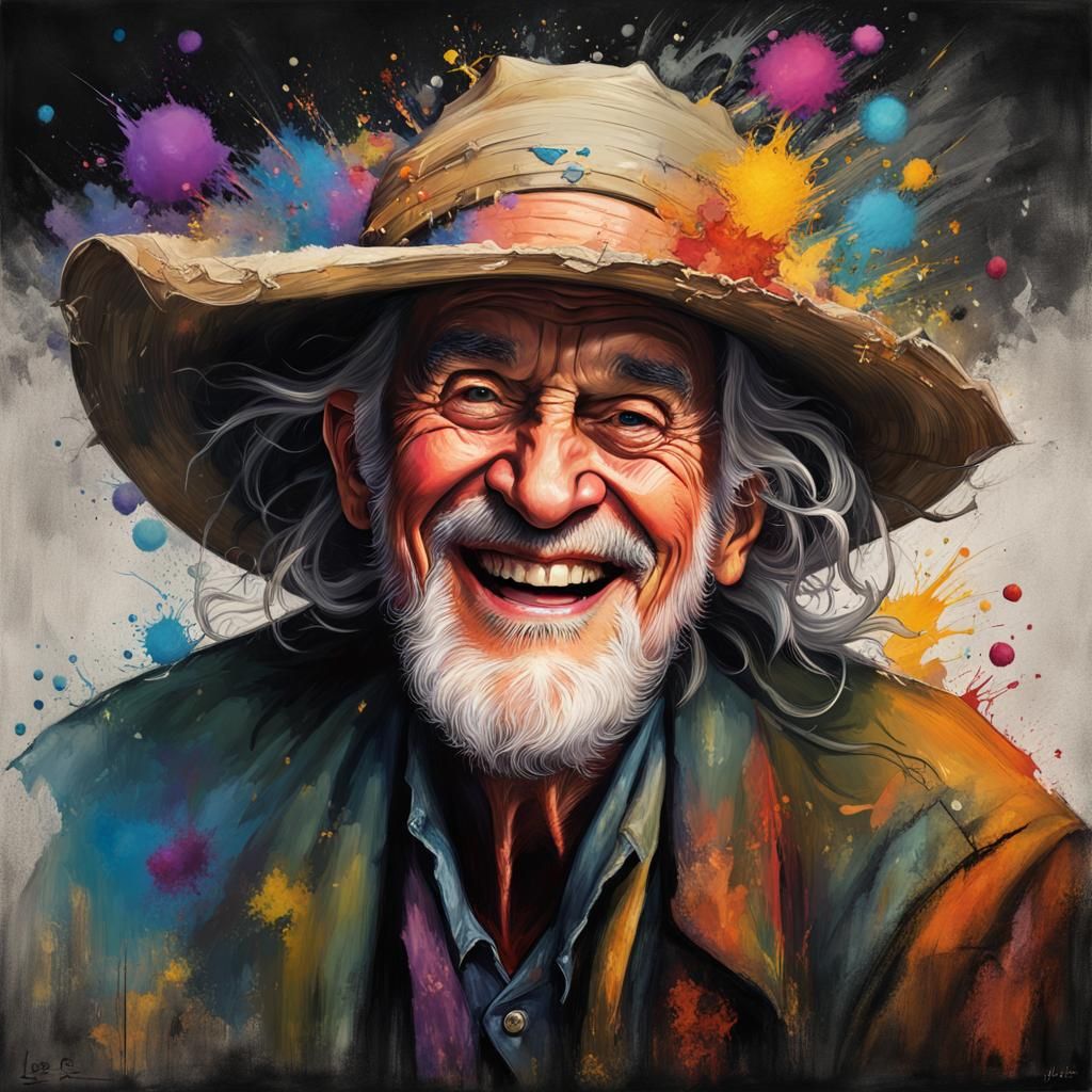 Pixar Style Portrait: Laughing Eccentric in Floppy Hat