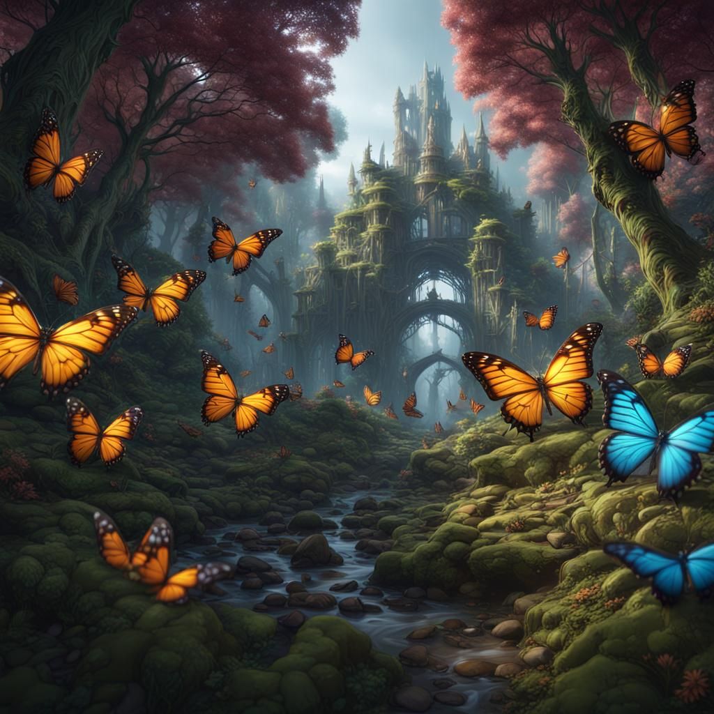 Surreal Butterfly Paradise in Deep Fantasy