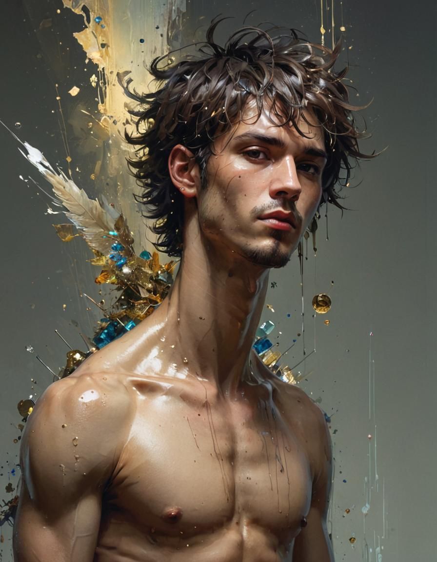 Detailed Male Sprite Portrait in Fine Art Style
