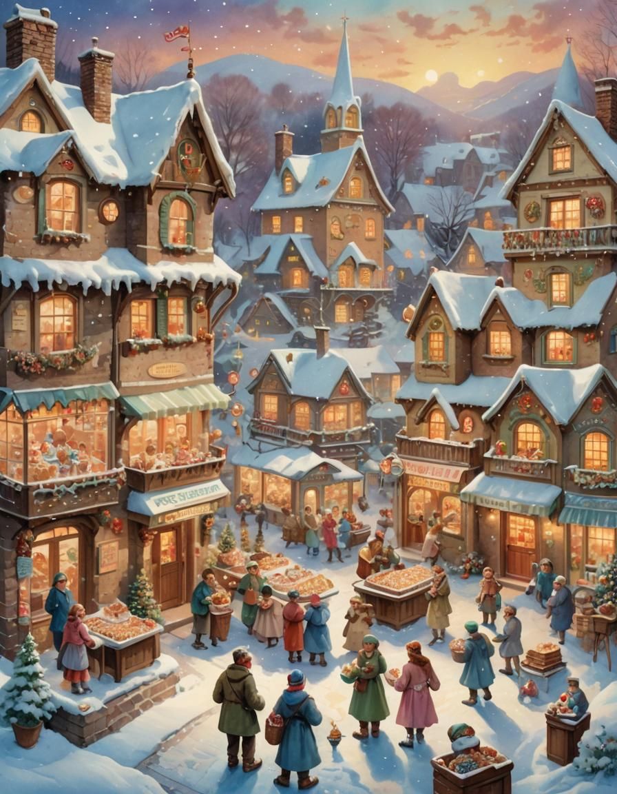 Whimsical Elven Bakery in Watercolor Style