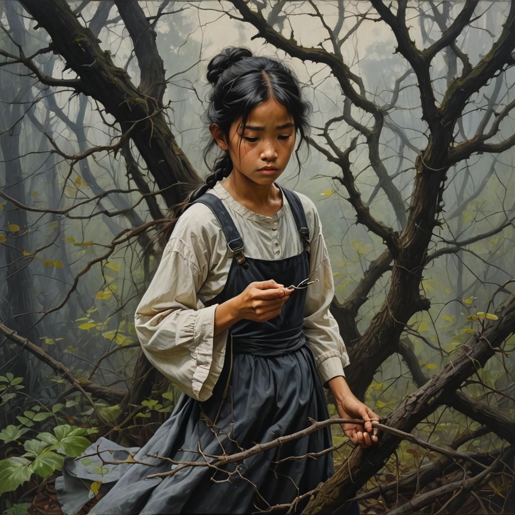 Enduring Strength in Darkness: An Oil Painting