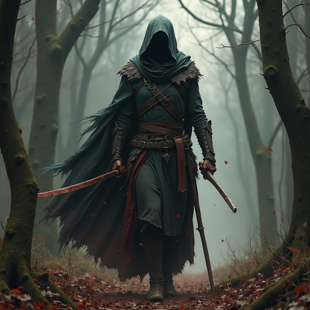 Barbarian Witch in Dark Forest, Grimm Dark Fantasy