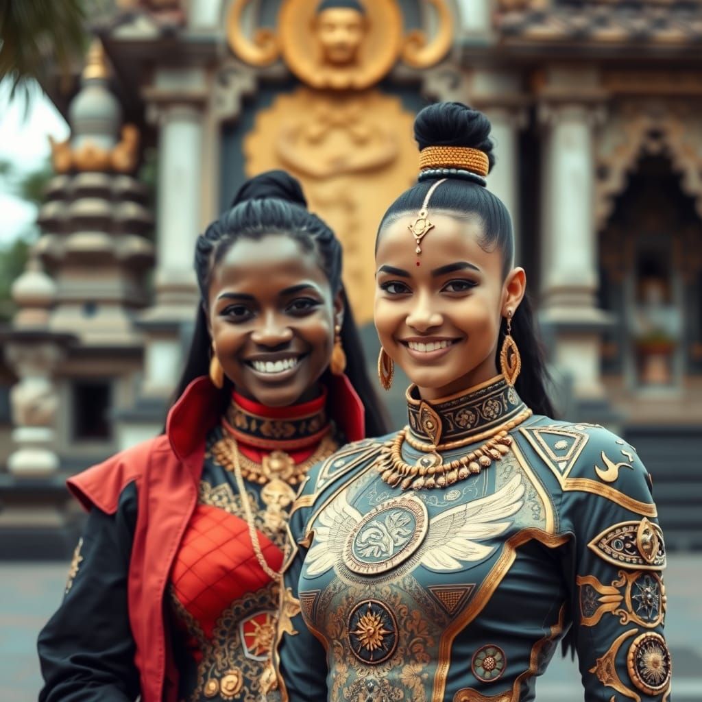 Futuristic Streetwear Featuring Women and Temple