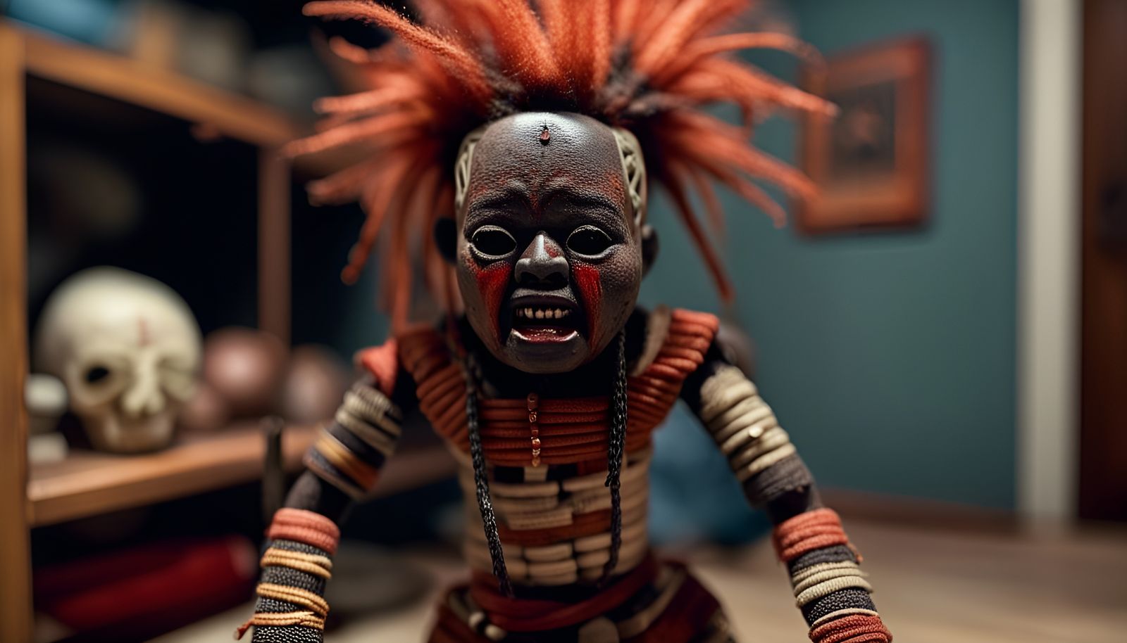 Evil Zuni Warrior Doll Horror Scene