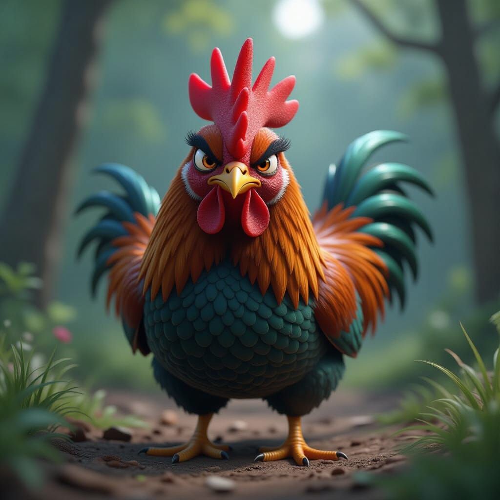 Angry Chicken Concept Art in Detailed Matte Painting