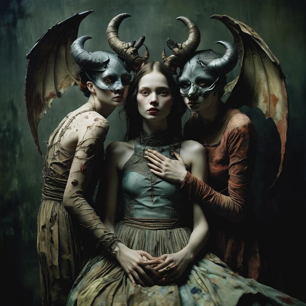 Surreal Embrace: Intricate Demons in Love