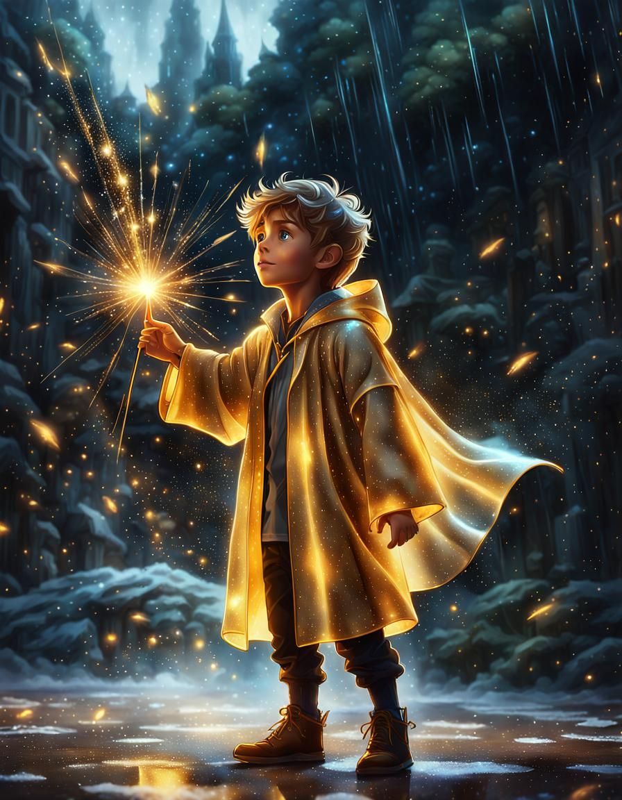 Fairy-Tale Boy of Light in Magic Star Cloak