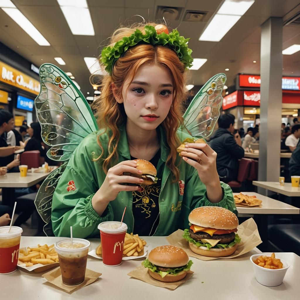 Fairy Eats Burger at McDonald's