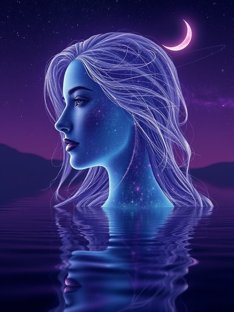 Stardust Woman Contemplating Night Sky