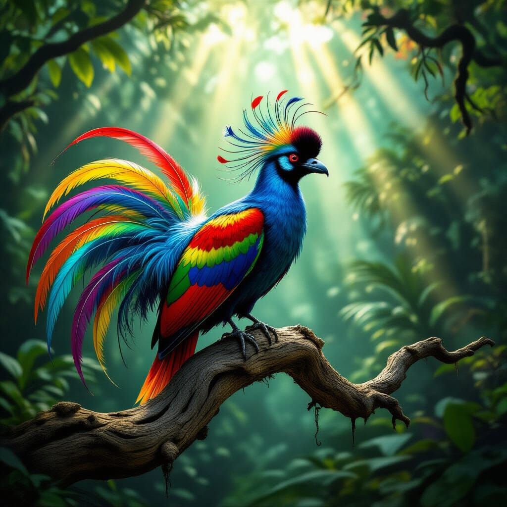 Extinct Bird-of-Paradise in a Tropical Jungle