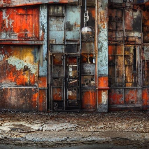 Rusted Robot in Urban Decay