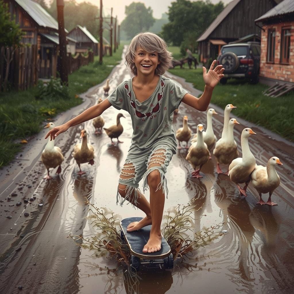 Goose Skater in Winter Wonderland