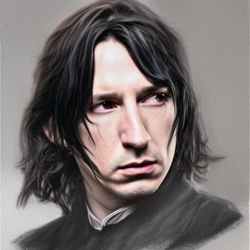 Adam Driver as Snape: Crayon Style Portrait