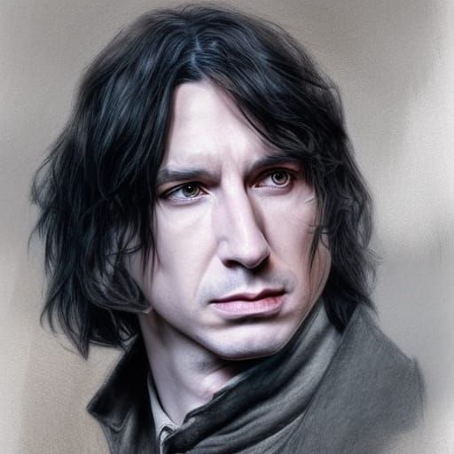 Severus Snape Crayon Illustration in Manuscript Style