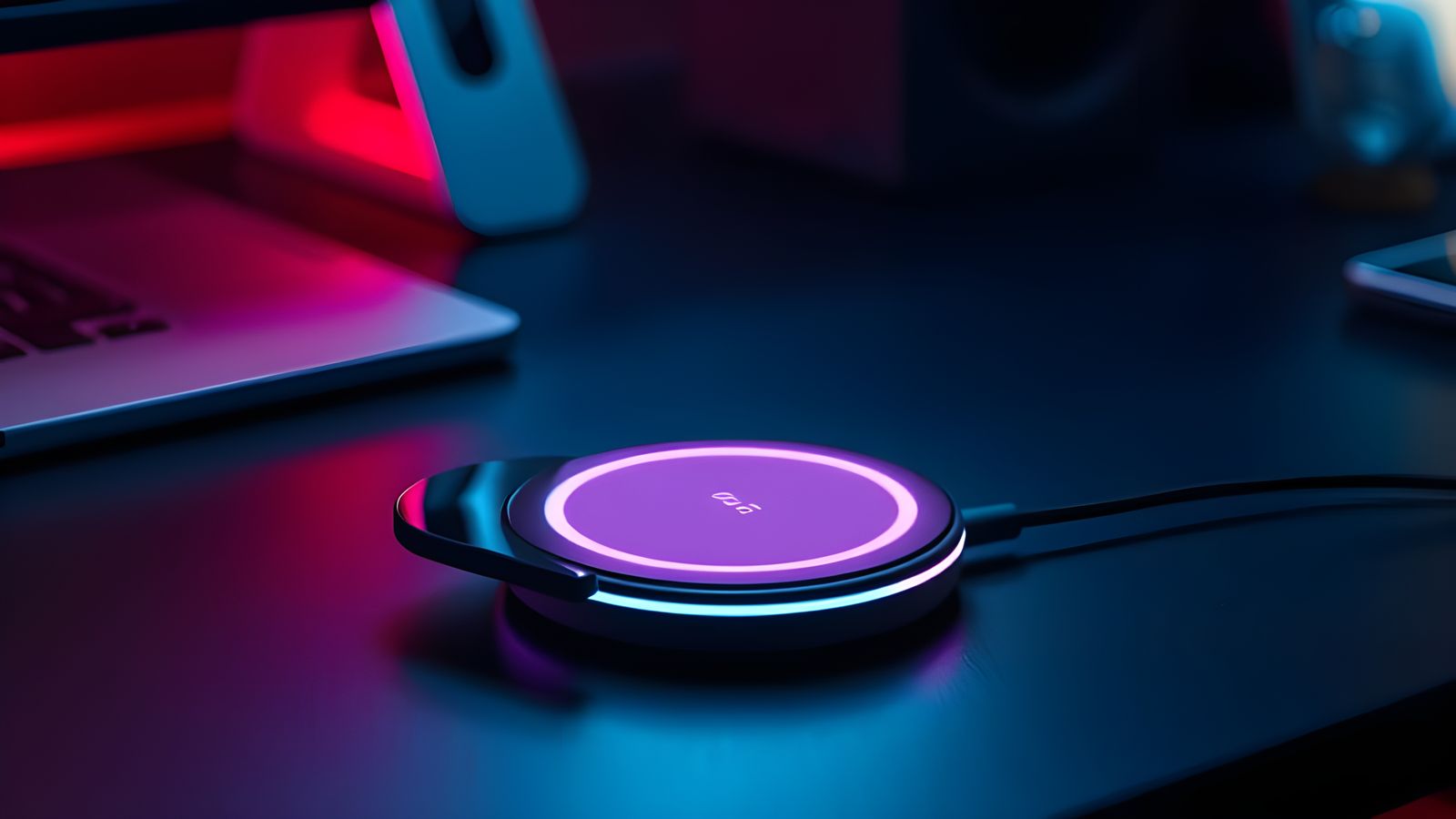 Wireless Charger Mockup with Colorful Lighting
