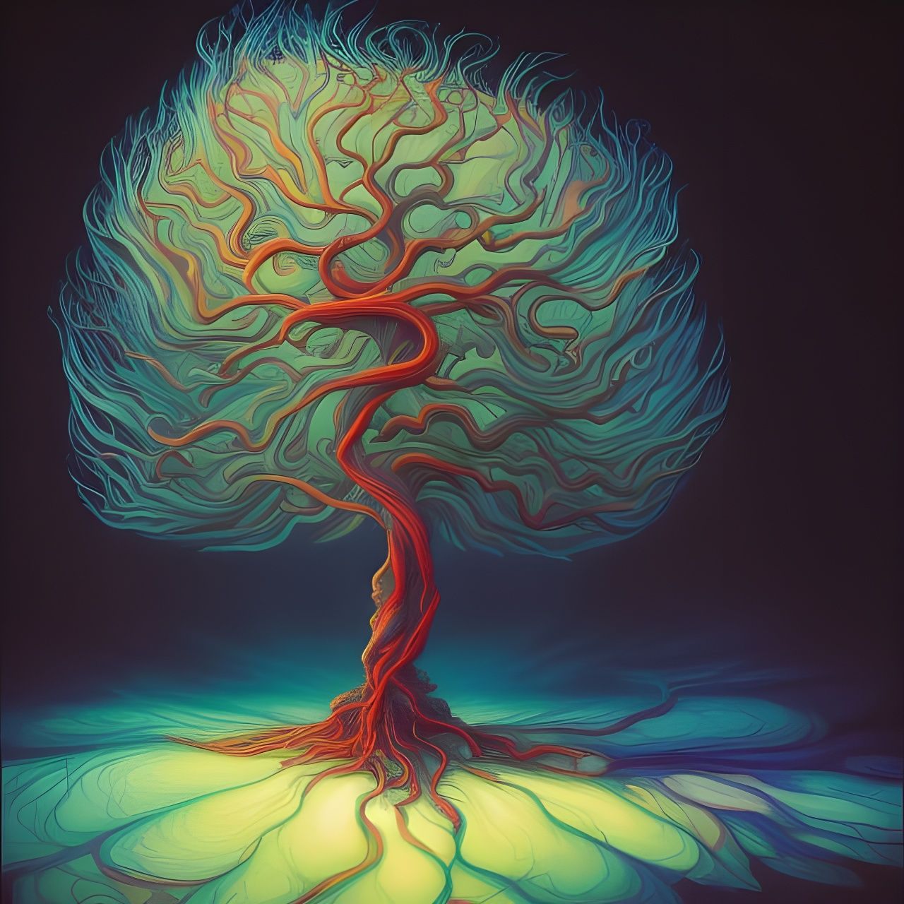 Arcane Demon Tree in Maximalist Photoillustration