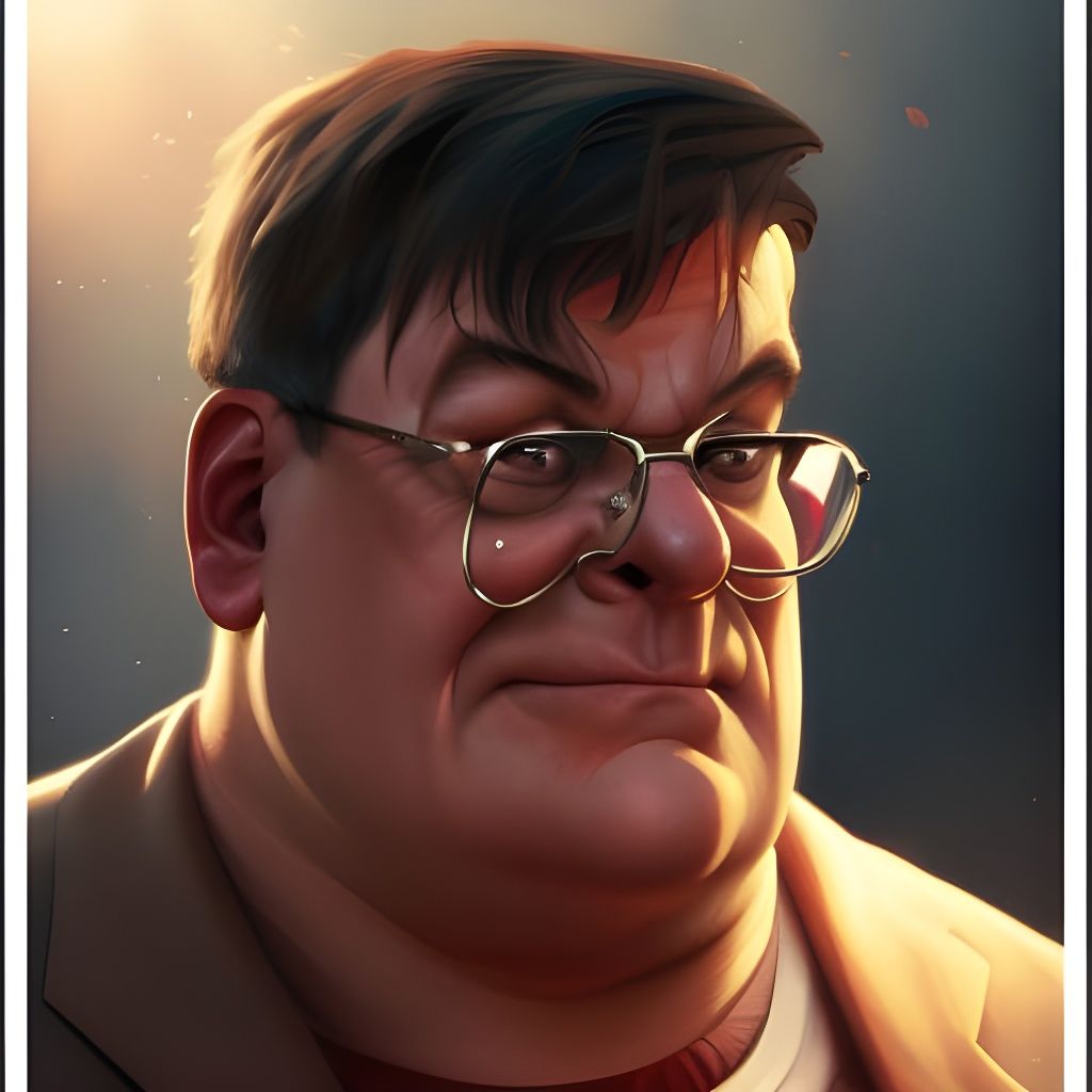 Demonic Peter Griffin Portrait in Hyperdetailed Style