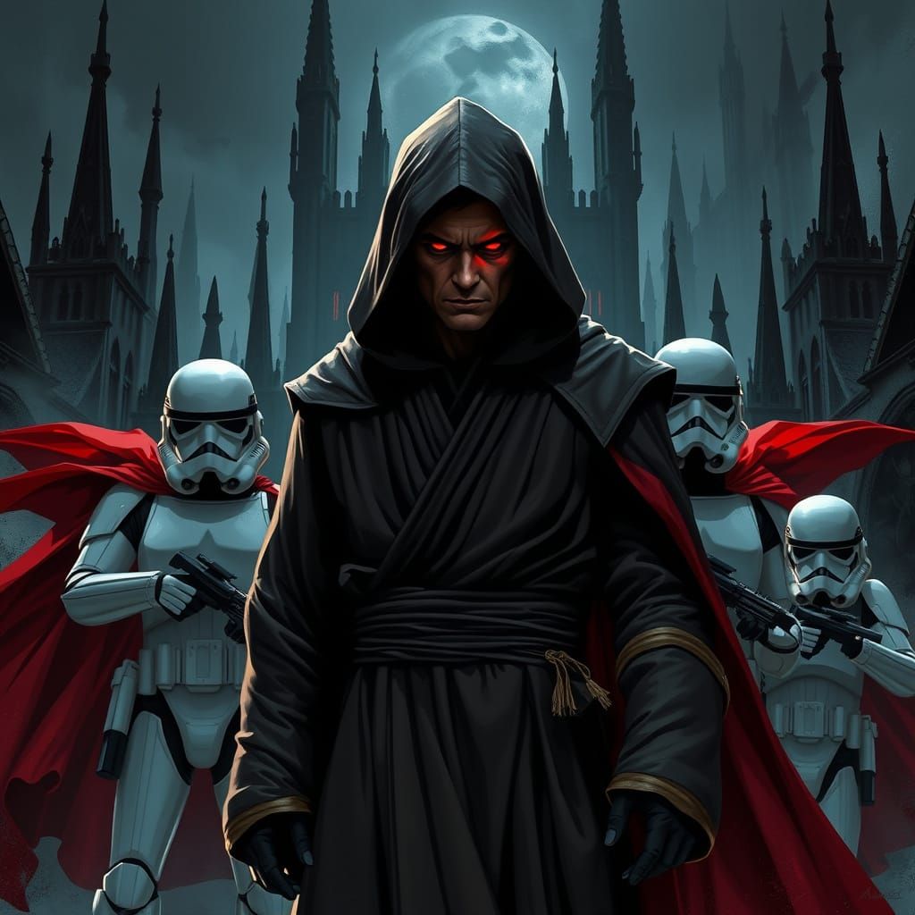 Dark Anakin Skywalker in Night Gotham, Flanked by Imperial S...