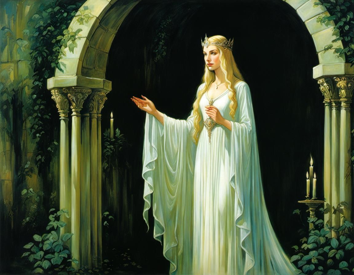 Elegant Galadriel Portrait in Classic Fantasy Style