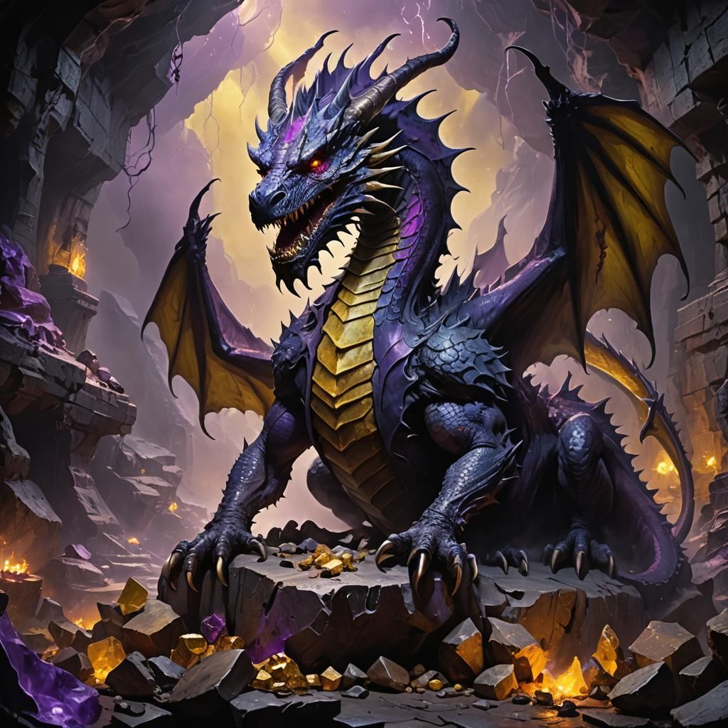 Undead Dragon on Treasure Hoard in Dark Cave