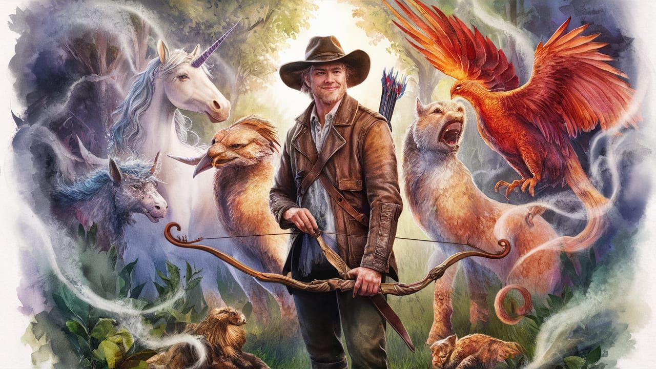 Hunter with Enchanted Trophies in Watercolor Portrait