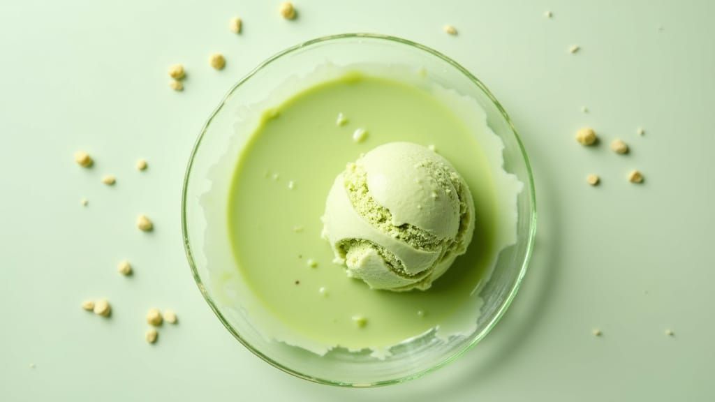Pistachio Ice Cream Melting: Elegant Studio Shot